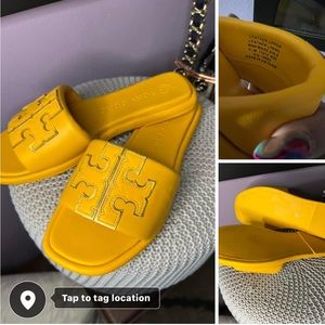 Size 6.5 Tory Burch yellow slides Authentic